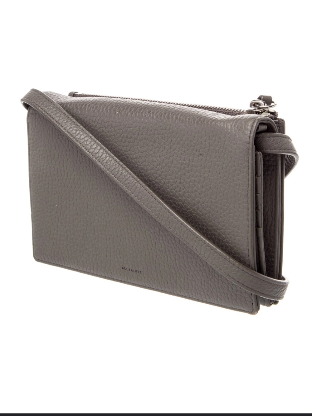 All Saints Men's Pebbled Leather Messenger Bag - Charcoal Gray